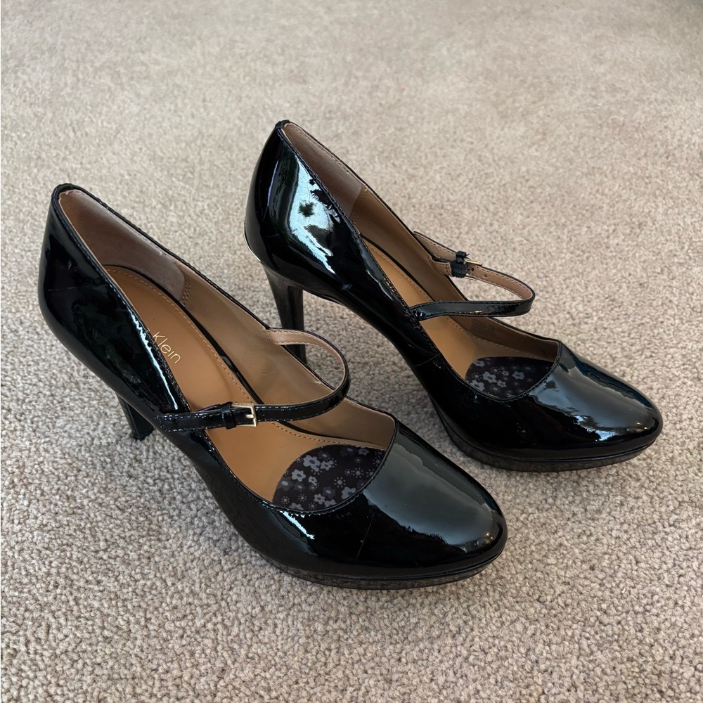 Calvin Klein Black Patent Heels Size 7